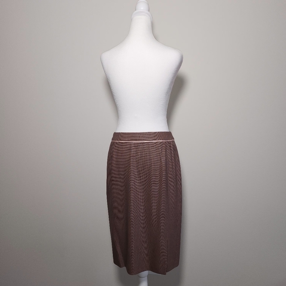 Escada Vintage 90s Pink Mesh Woven Virgin Wool And Silk Blended Pencil Skirt 38 - Picture 5 of 10